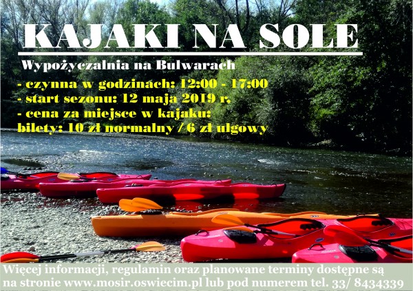 Wypożyczalnia kajaków w dniu 04.08 - odwołana
