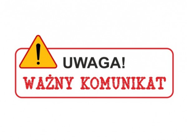 ZMIANA CENNIKA KRYTEJ PŁYWALNI | Zdjęcie przedstawia czarny napis uwaga i czerwony ważny komunikat oraz trójkątny znak z czerwona obwódką, żółtym tłem na którym znajduje się czarny wykrzyknik